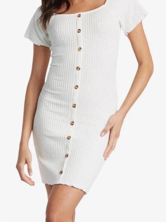 Roxy Dresses & Skirts - Roxy Sandy Hills Women's Size Large White Rib Knit Square Button Up Mini Dress